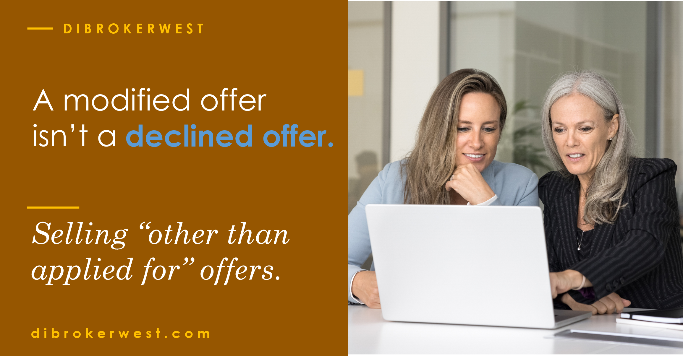 Insurance agent reviewing a modified disability insurance offer letter with a client.
